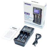 XTAR VC2 USB 2-Bay Smart Li-ion Battery Charger with LCD Digital Display