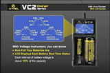 XTAR VC2 USB 2-Bay Smart Li-ion Battery Charger with LCD Digital Display